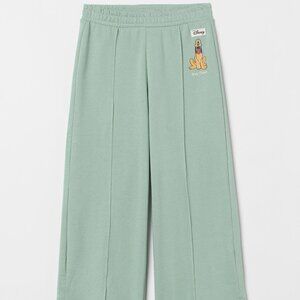H&M Disney Girl Kid 10 Green Wide-leg Joggers Pluto Sweatpant Pant